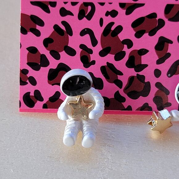 Astronaut & Star Earrings - Whimsical Celestial Statement Jewelry - Picture 9 of 10